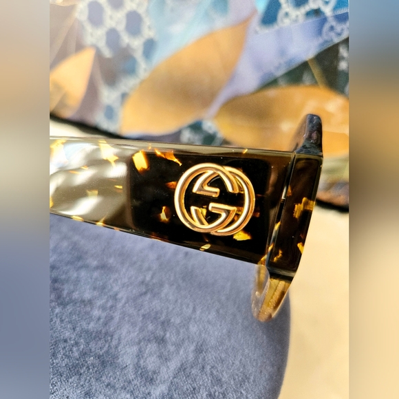 ‼️SOLD‼️New- Gucci Acetate Round Sunglasses Blue Havana Brown - Picture 10 of 16